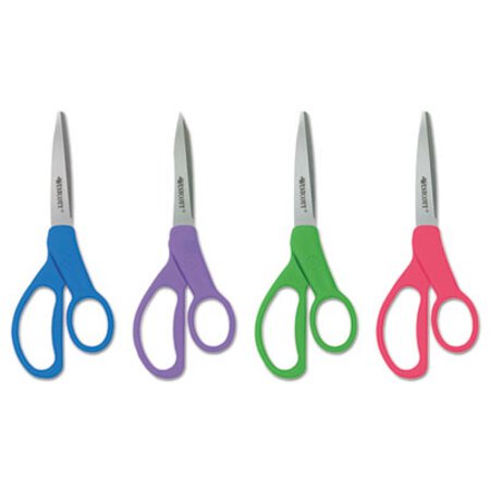 Picture of Student Scissors with Antimicrobial Protection, Pointed Tip, 7" Long, 3" Cut Length, Randomly Assorted Straight HandlesACM-14231