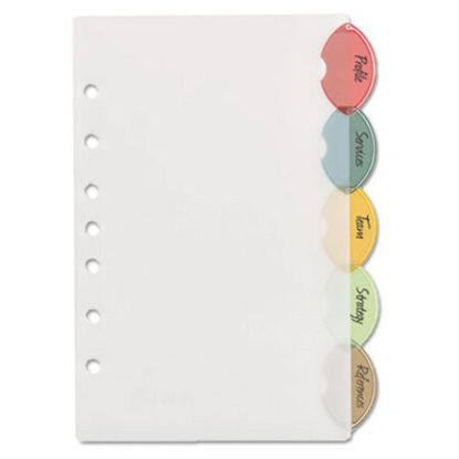 Picture of Insertable Style Edge Tab Plastic Dividers, 7-Hole Punched, 5-Tab, 8.5 x 5.5, Translucent, 1 SetAVE-11118