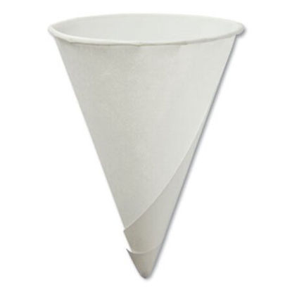 Picture of Rolled Rim Paper Cone Cups, 4.5 oz, White, 200/Box, 25 Boxes/CartonKCI-45KR