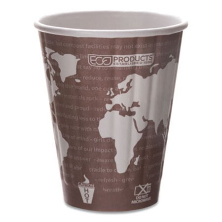 Picture of World Art Renewable and Compostable Insulated Hot Cups, PLA, 8 oz, 40/Pack, 20 Packs/CartonECO-EPBNHC8WD