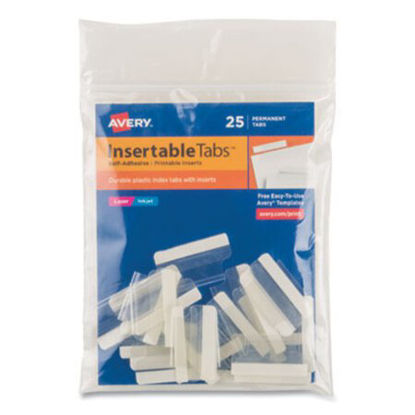 Picture of Insertable Index Tabs with Printable Inserts, 1/5-Cut Tabs, Clear, 1" Wide, 25/PackAVE-16221