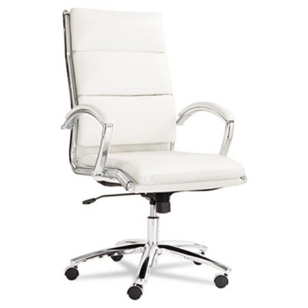 Picture of Alera Neratoli High-Back Slim Profile Chair, Supports 275 lb, 17.32" to 21.25" Seat Height, White Seat/Back, Chrome BaseALE-NR4106