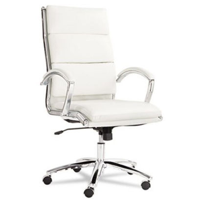 Picture of Alera Neratoli High-Back Slim Profile Chair, Supports 275 lb, 17.32" to 21.25" Seat Height, White Seat/Back, Chrome BaseALE-NR4106