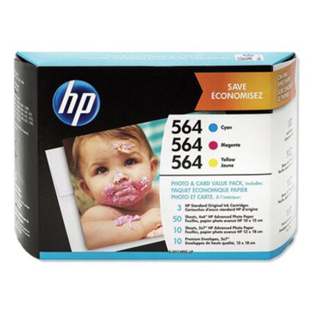Picture of HP 564, (J2X80AN) 3-Pack Cyan/Magenta/Yellow Original Ink/Paper ComboHEW-J2X80AN