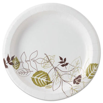 Picture of Pathways Soak-Proof Shield Mediumweight Paper Plates, 8.5" dia, Green/Burgundy, 1,000/CartonDXE-UX9PATH