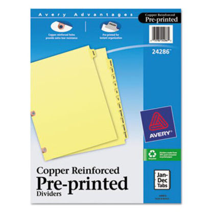 Picture of Preprinted Laminated Tab Dividers w/Copper Reinforced Holes, 12-Tab, LetterAVE-24286