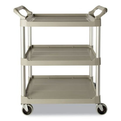 Picture of Economy Plastic Cart, Three-Shelf, 18.63w x 33.63d x 37.75h, PlatinumRCP-342488PM