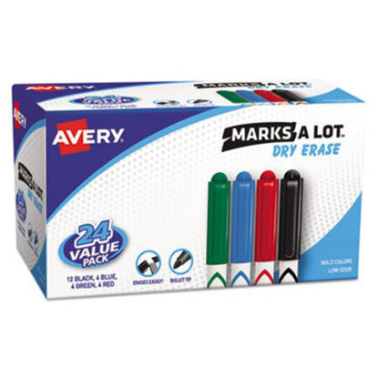 Picture of MARKS A LOT Pen-Style Dry Erase Marker Value Pack, Medium Chisel Tip, Assorted Colors, 24/Set (29860)AVE-29860