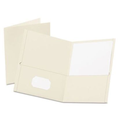 Picture of Twin-Pocket Folder, Embossed Leather Grain Paper, White, 25/BoxOXF-57504