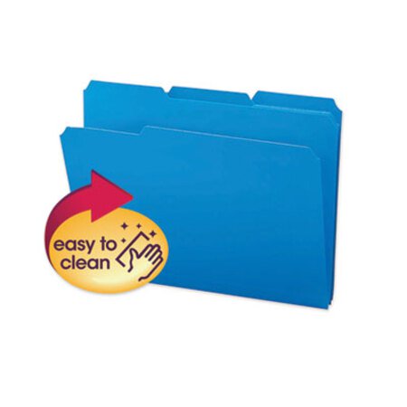 Picture of Top Tab Poly Colored File Folders, 1/3-Cut Tabs, Letter Size, Blue, 24/BoxSMD-10503