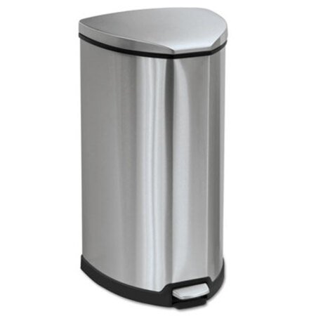 Picture of Step-On Waste Receptacle, Triangular, Stainless Steel, 10 gal, Chrome/BlackSAF-9687SS