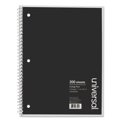 Picture of Wirebound Notebook, 4 Subjects, Medium/College Rule, Black Cover, 11 x 8.5, 200 SheetsUNV-66500