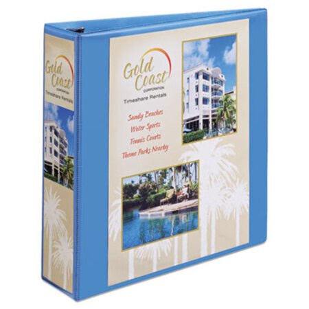 Picture of Heavy-Duty Non Stick View Binder with DuraHinge and Slant Rings, 3 Rings, 2" Capacity, 11 x 8.5, Light Blue, (5501)AVE-05501