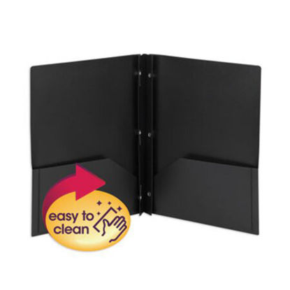 Picture of Poly Two-Pocket Folder w/Fasteners, 11 x 8.5, Black, 25/BoxSMD-87725