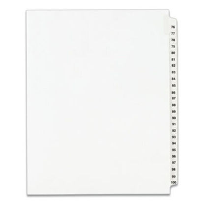 Picture of Preprinted Legal Exhibit Side Tab Index Dividers, Avery Style, 25-Tab, 76 to 100, 11 x 8.5, White, 1 Set, (1333)AVE-01333