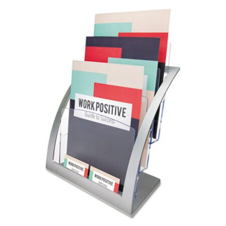 Picture of 3-Tier Literature Holder, Leaflet Size, 11.25w x 6.94d x 13.31h, SilverDEF-693745