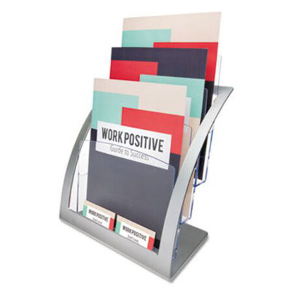 Picture of 3-Tier Literature Holder, Leaflet Size, 11.25w x 6.94d x 13.31h, SilverDEF-693745