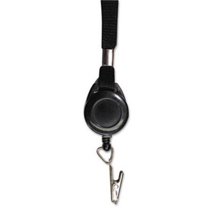 Picture of Lanyards with Retractable ID Reels, Clip Style, 34" Long, Black, 12/CartonAVT-75549