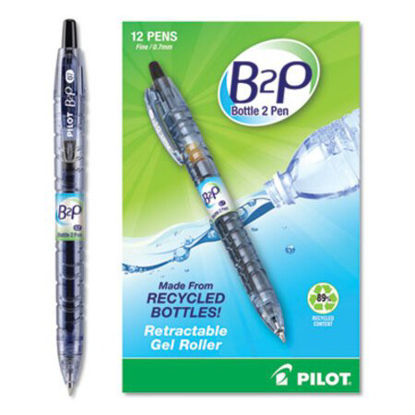 Picture of B2P Bottle-2-Pen Recycled Gel Pen, Retractable, Fine 0.7 mm, Black Ink, Translucent Blue BarrelPIL-31600