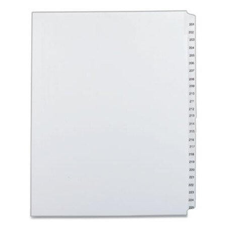 Picture of Preprinted Legal Exhibit Side Tab Index Dividers, Allstate Style, 25-Tab, 201 to 225, 11 x 8.5, White, 1 SetAVE-82191