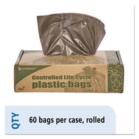 Picture of Controlled Life-Cycle Plastic Trash Bags, 30 gal, 0.8 mil, 30" x 36", Brown, 60/BoxSTO-G3036B80