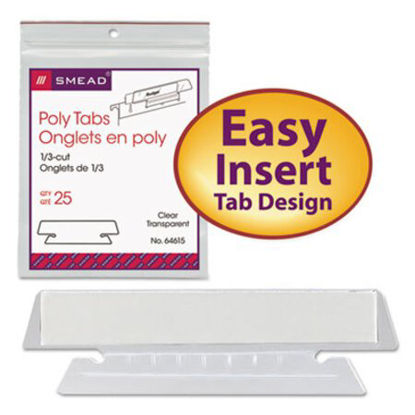 Picture of Poly Index Tabs and Inserts For Hanging File Folders, 1/3-Cut Tabs, White/Clear, 3.5" Wide, 25/PackSMD-64615