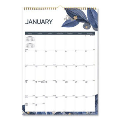 Picture of 12-Month Colorful Wall Calendar, 12 x 17, Gold Detail; Blue/Purple/White, 2022RED-C173128