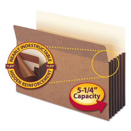 Picture of Redrope TUFF Pocket Drop-Front File Pockets w/ Fully Lined Gussets, 5.25" Expansion, Legal Size, Redrope, 10/BoxSMD-74390