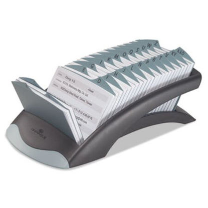 Picture of TELINDEX Desk Address Card File, Holds 500 2.88 x 4.13 Cards, 5.13 x 9.31 x 3.56, Plastic, Graphite/BlackDBL-241201