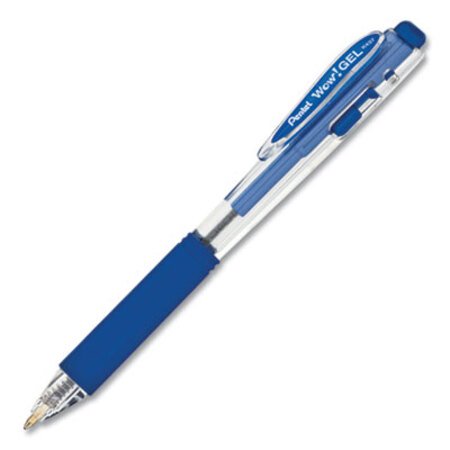 Picture of WOW! Gel Pen, Retractable, Medium 0.7 mm, Blue Ink, Clear/Blue Barrel, DozenPEN-K437C