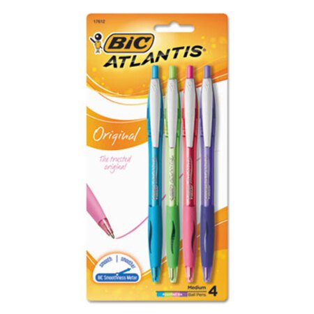 Picture of Atlantis Original Ballpoint Pen, Retractable, Medium 1 mm, Assorted Ink and Barrel Colors, 4/PackBIC-VCGAP41ASST