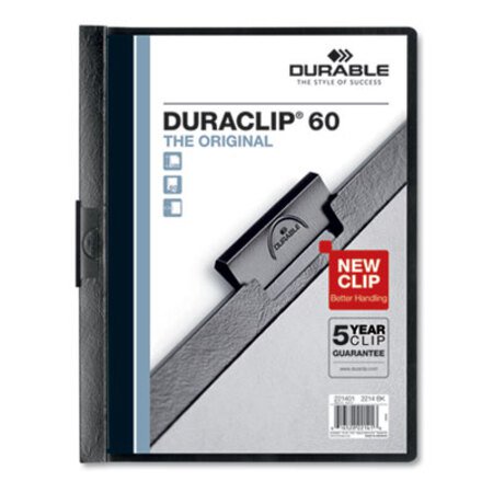 Picture of Vinyl DuraClip Report Cover w/Clip, Letter, Holds 60 Pages, Clear/Black, 25/BoxDBL-221401