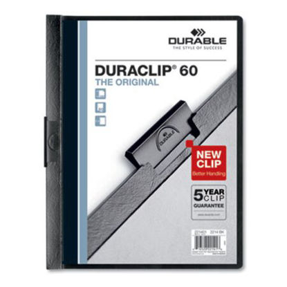 Picture of Vinyl DuraClip Report Cover w/Clip, Letter, Holds 60 Pages, Clear/Black, 25/BoxDBL-221401