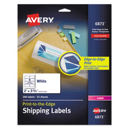Picture of Vibrant Laser Color-Print Labels w/ Sure Feed, 2 x 3 3/4, White, 200/PKAVE-6873