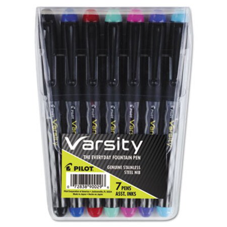 Picture of Varsity Fountain Pen, Medium 1 mm, Assorted Ink Colors, Gray Pattern Wrap, 7/PackPIL-90029