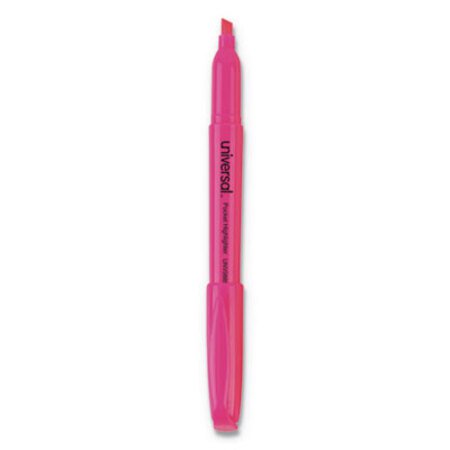 Picture of Pocket Highlighters, Fluorescent Pink Ink, Chisel Tip, Pink Barrel, DozenUNV-08855