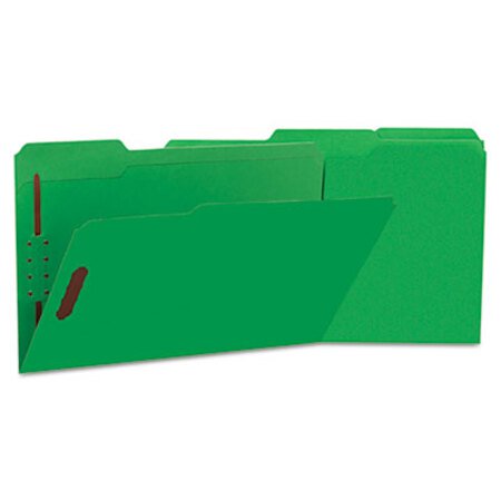 Picture of Deluxe Reinforced Top Tab Folders with Two Fasteners, 1/3-Cut Tabs, Legal Size, Green, 50/BoxUNV-13526