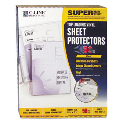 Picture of Super Heavyweight Vinyl Sheet Protectors, Clear, 2 Sheets, 11 x 8 1/2, 50/BXCLI-61013