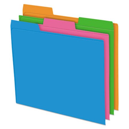 Picture of Glow Poly File Folders, 1/3-Cut Tabs, Letter Size, Assorted, 12/PackPFX-40528