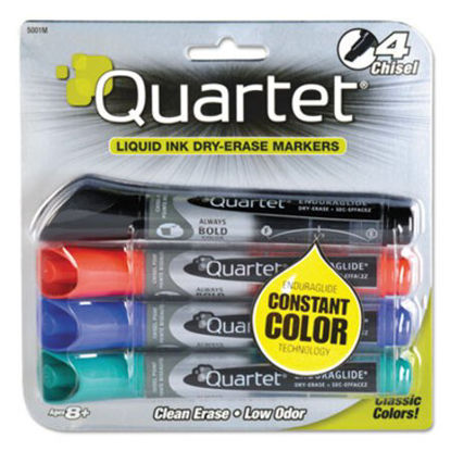 Picture of EnduraGlide Dry Erase Marker, Broad Chisel Tip, Assorted Colors, 4/SetQRT-5001M
