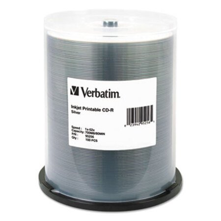 Picture of CD-R Printable Recordable Disc, 700 MB/80 min, 52x, Spindle, Silver, 100/PackVER-95256