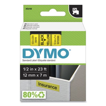 Picture of D1 High-Performance Polyester Removable Label Tape, 0.5" x 23 ft, YellowDYM-45018