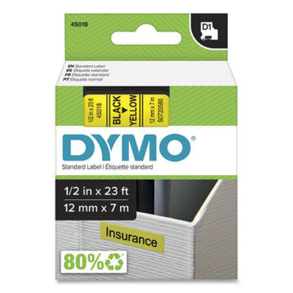 Picture of D1 High-Performance Polyester Removable Label Tape, 0.5" x 23 ft, YellowDYM-45018