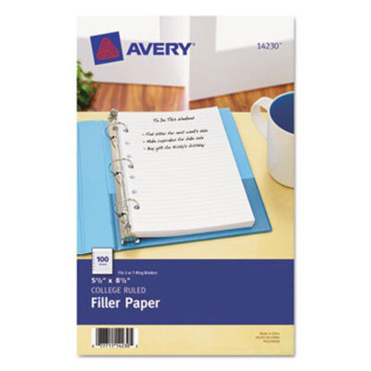 Picture of Mini Size Binder Filler Paper, 7-Hole, 5.5 x 8.5, College Rule, 100/PackAVE-14230
