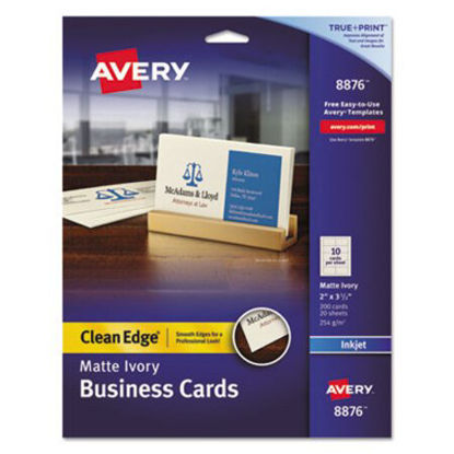 Picture of True Print Clean Edge Business Cards, Inkjet, 2 x 3 1/2, Ivory, 200/PackAVE-8876