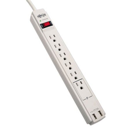 Picture of Protect It! Surge Protector, 6 Outlets/2 USB, 6 ft Cord, 990 Joules, GrayTRP-TLP606USB