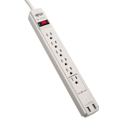 Picture of Protect It! Surge Protector, 6 Outlets/2 USB, 6 ft Cord, 990 Joules, GrayTRP-TLP606USB