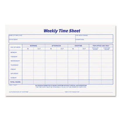 Picture of Weekly Time Sheets, 5 1/2 x 8 1/2, 50/Pad, 2/PackTOP-30071