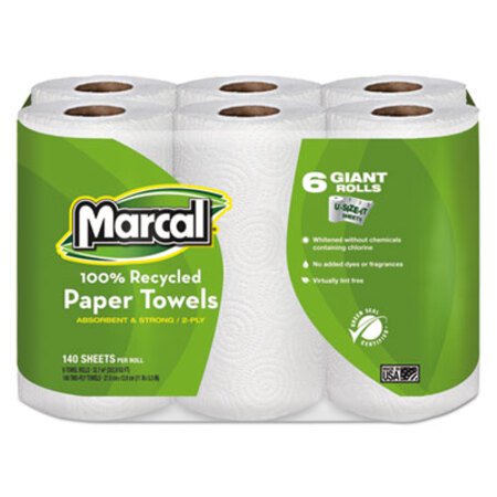 Picture of 100% Premium Recycled Kitchen Roll Towels, 2-Ply, 5 1/2 x 11, 140/Roll, 24 Rolls/CartonMRC-6181CT
