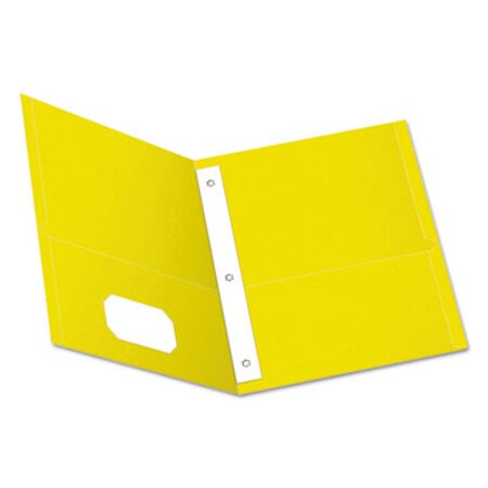 Picture of Twin-Pocket Folders with 3 Fasteners, Letter, 1/2" Capacity, Yellow, 25/BoxOXF-57709